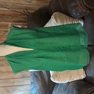 CAbi Women's Micro Polka Dot Kelly Green Silk Blend Sleeveless Blouse Size L